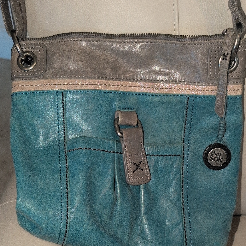 The Sak Teal and Silver Shoulder Bag